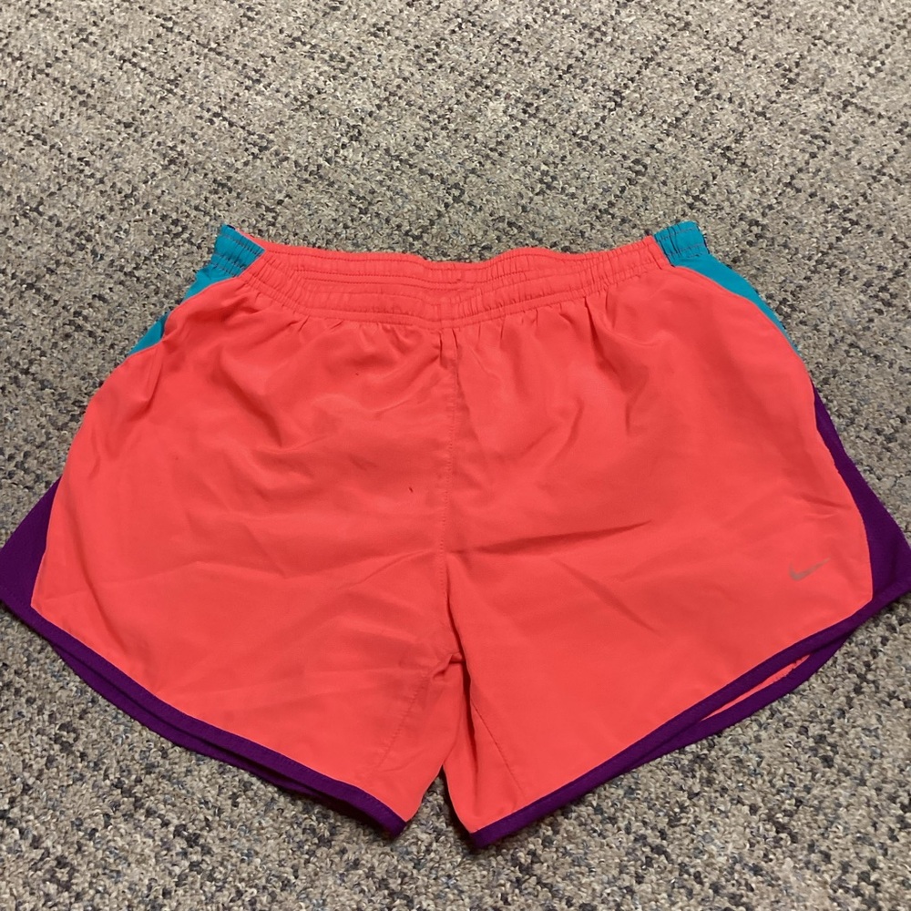 Nike Dri Fit Coral Orange Purple Athletic Shorts w/ Inner Brief * Size Girls XL